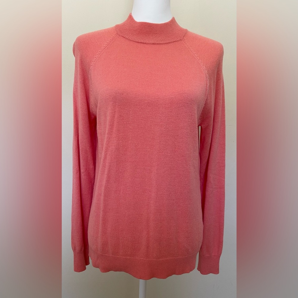 Spense Women’s Coral Long-Sleeve Lightweight Mock Turtleneck Sweater, Size L